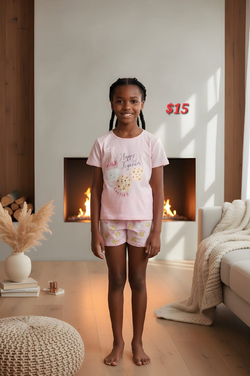 Girls Pink cookies PJ set