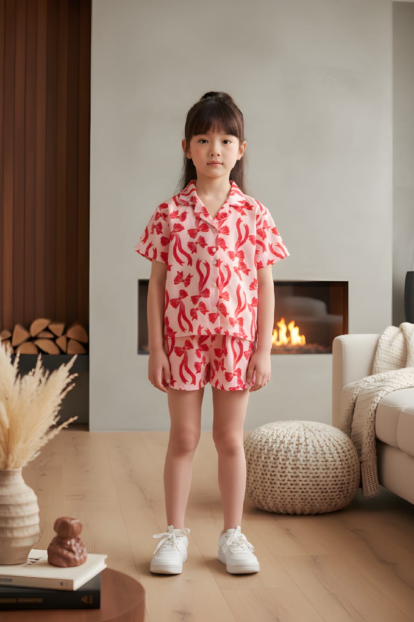 Girls red bow  PJ set  _0