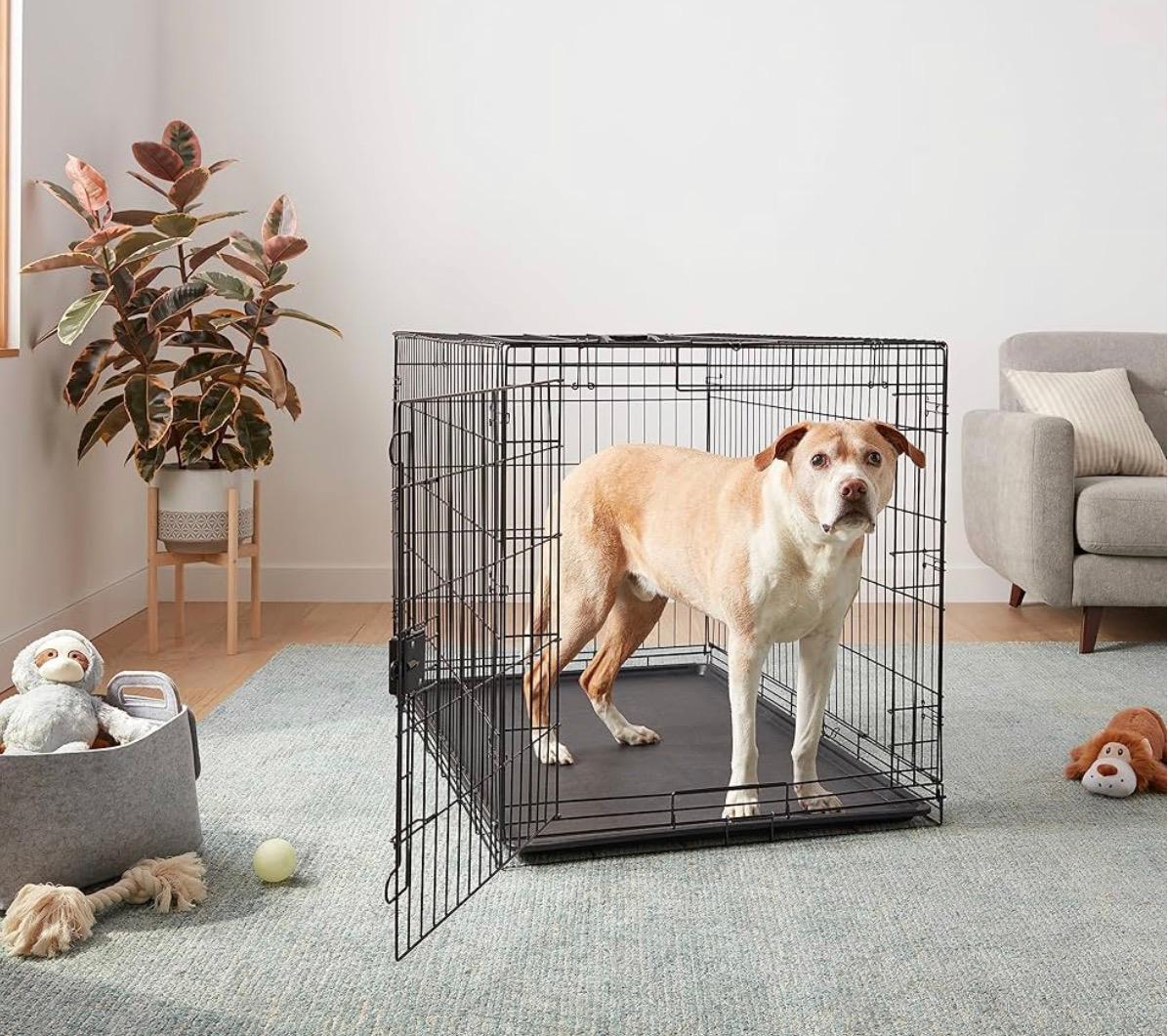 Durable Foldable Metal Wire Dog Crate with Tray. _0