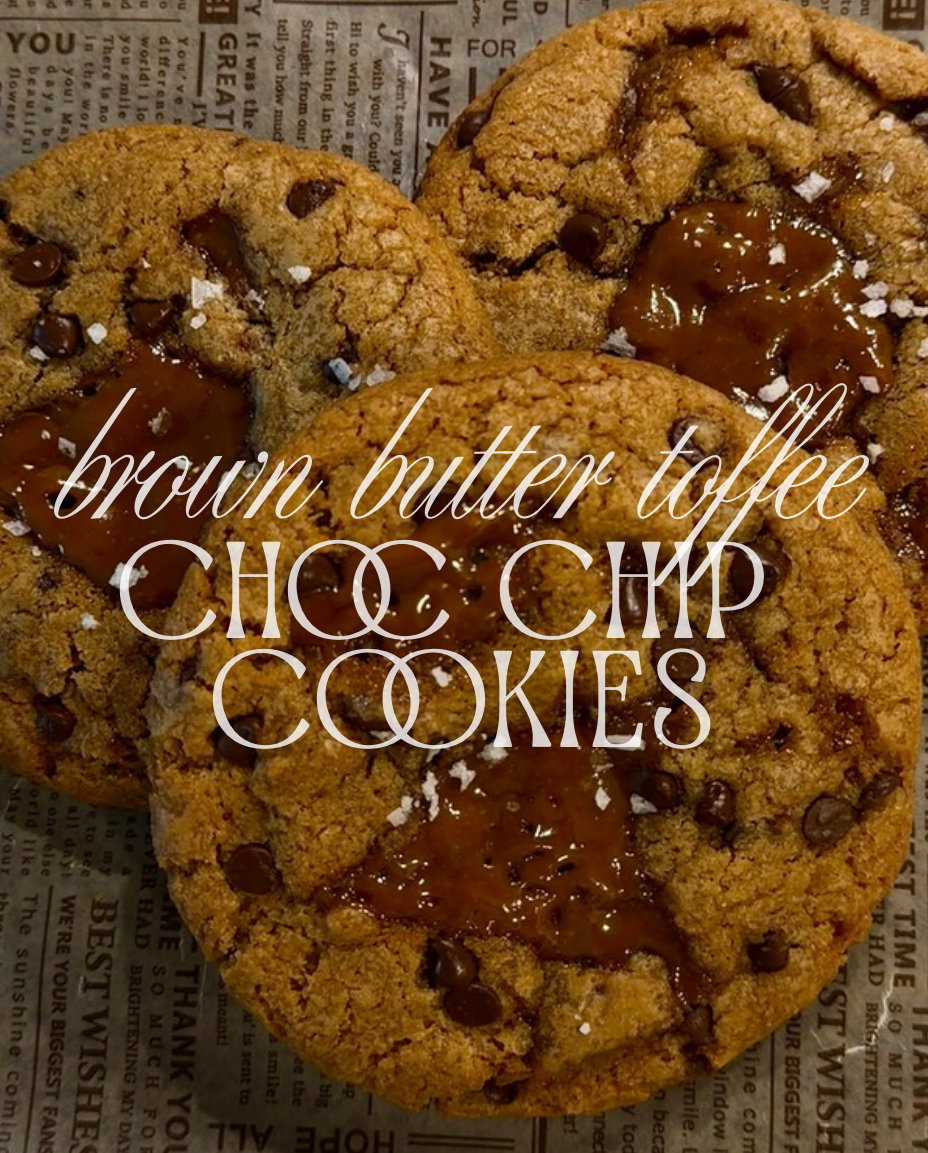 brown butter toffee choc cookies