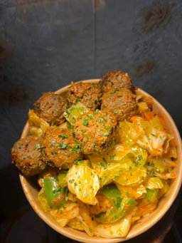 Warm cabbage chicken slaw with meatballs(Tuesday- Friday)