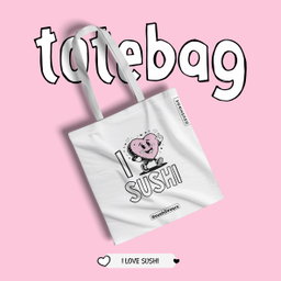 TOTE BAG Valentines "I love sushi"