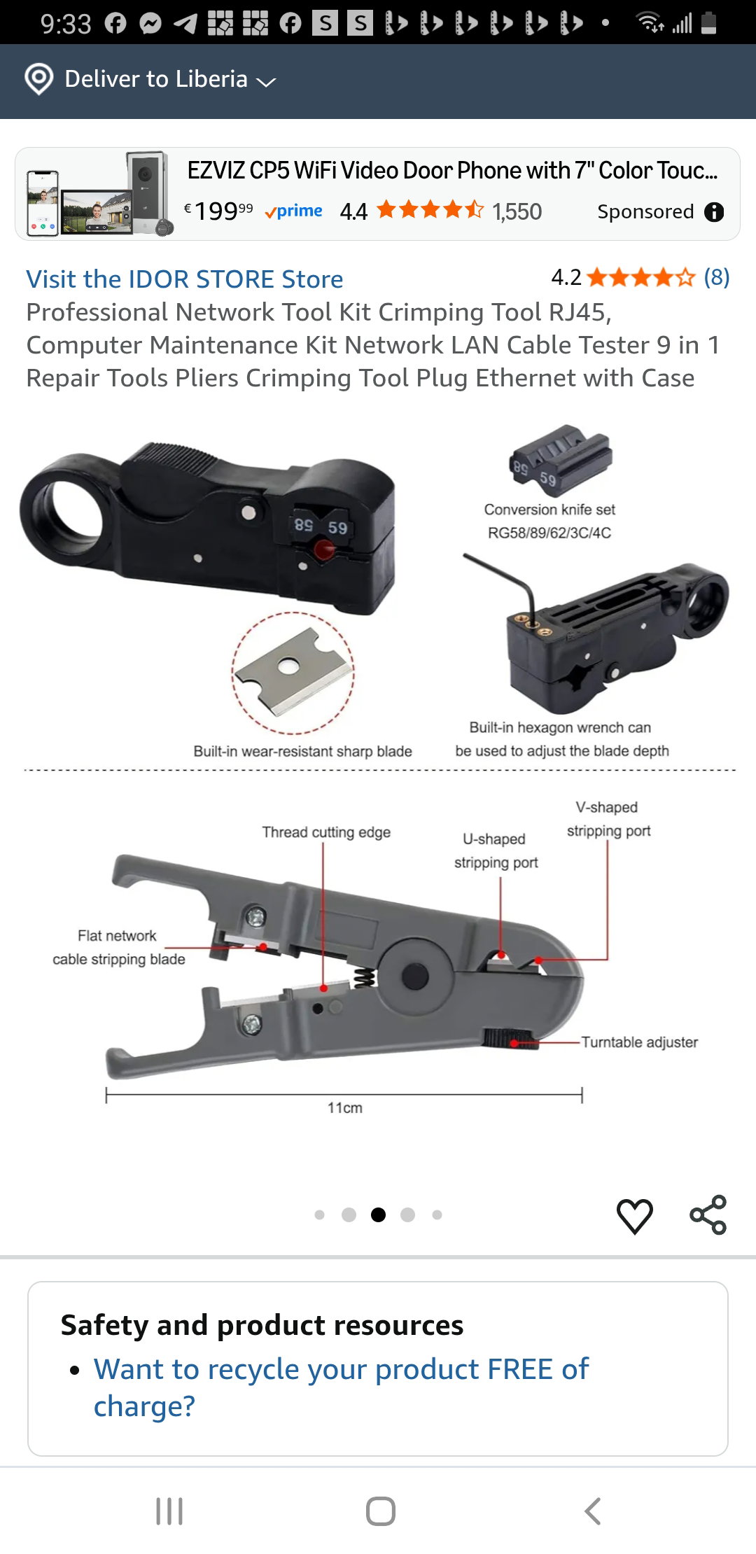 Professional Network Tool Kit Crimping Tool RJ45, Computer Maintenance Kit Network LAN Cable Tester 9 in 1 Repair Tools Pliers Crimping Tool Plug Ethernet with Case_3