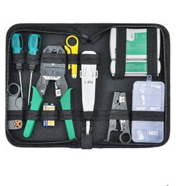 Professional Network Tool Kit Crimping Tool RJ45, Computer Maintenance Kit Network LAN Cable Tester 9 in 1 Repair Tools Pliers Crimping Tool Plug Ethernet with Case