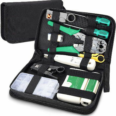 Professional Network Tool Kit Crimping Tool RJ45, Computer Maintenance Kit Network LAN Cable Tester 9 in 1 Repair Tools Pliers Crimping Tool Plug Ethernet with Case_0