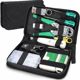 Professional Network Tool Kit Crimping Tool RJ45, Computer Maintenance Kit Network LAN Cable Tester 9 in 1 Repair Tools Pliers Crimping Tool Plug Ethernet with Case