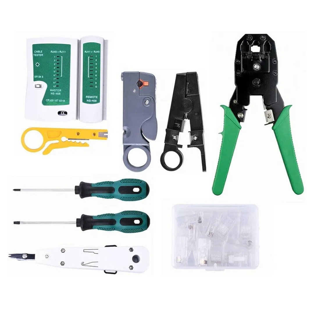 Professional Network Tool Kit Crimping Tool RJ45, Computer Maintenance Kit Network LAN Cable Tester 9 in 1 Repair Tools Pliers Crimping Tool Plug Ethernet with Case_6