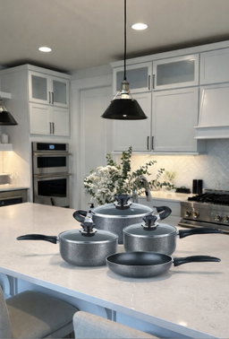 Brentwood BPS-207G 7-Piece Non-Stick Aluminum Cookware Set, Granite 