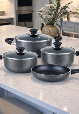 Brentwood BPS-207G 7-Piece Non-Stick Aluminum Cookware Set, Granite 
