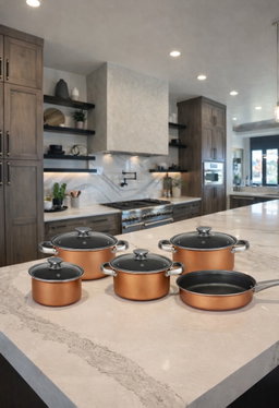 Brentwood 9 Piece Aluminum Non Stick Cookware Set in Copper