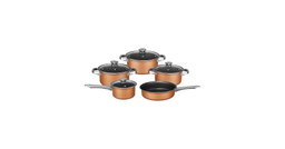 Brentwood 9 Piece Aluminum Non Stick Cookware Set in Copper