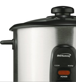 Brentwood TS-10 5-Cup Uncooked/10-Cup Cooked Rice Cooker, Stainless Steel
