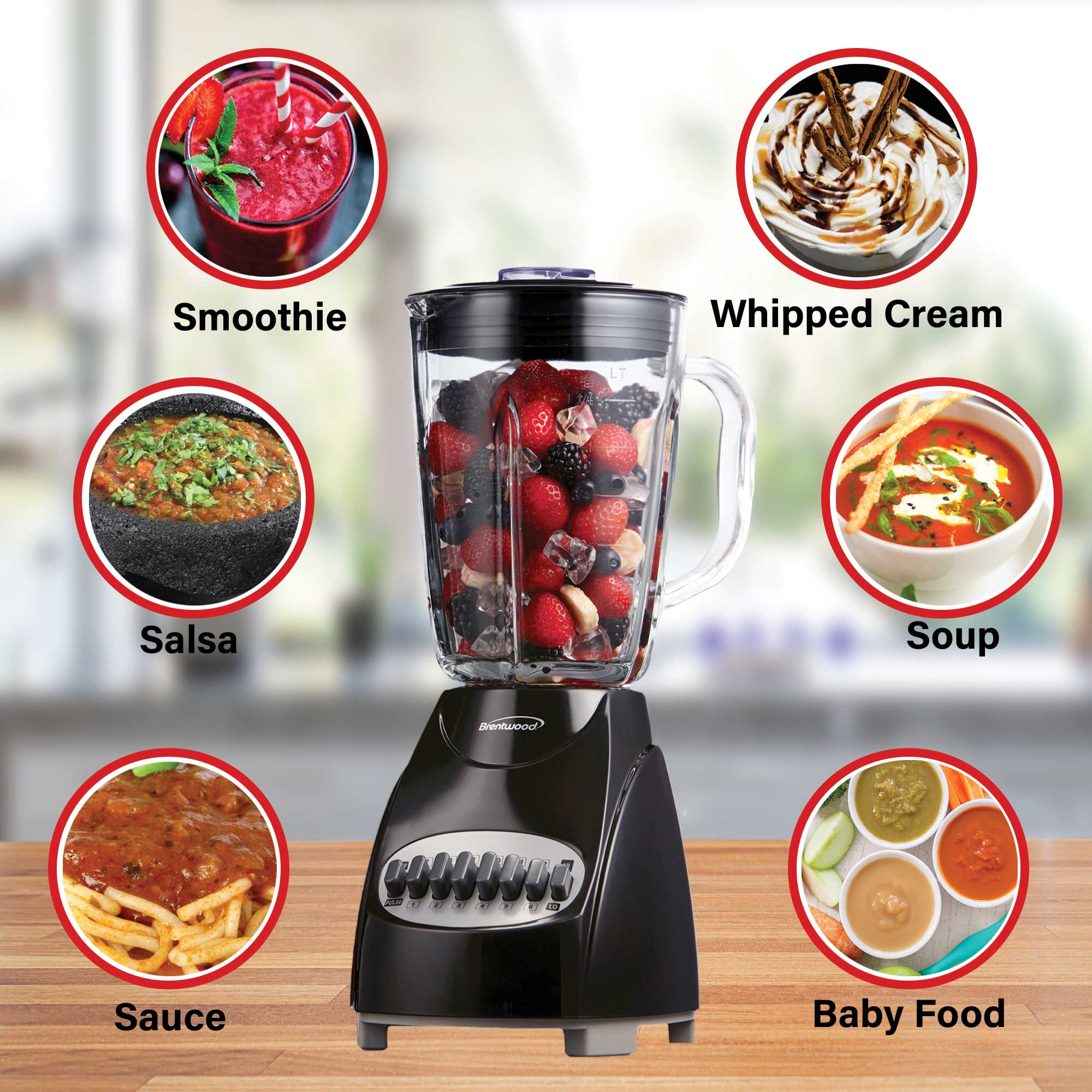 Brentwood JB-220R 12-Speed + Pulse Blender_4
