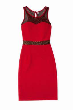 Vestido Rojo Elegante con Detalles Dorados - Size S