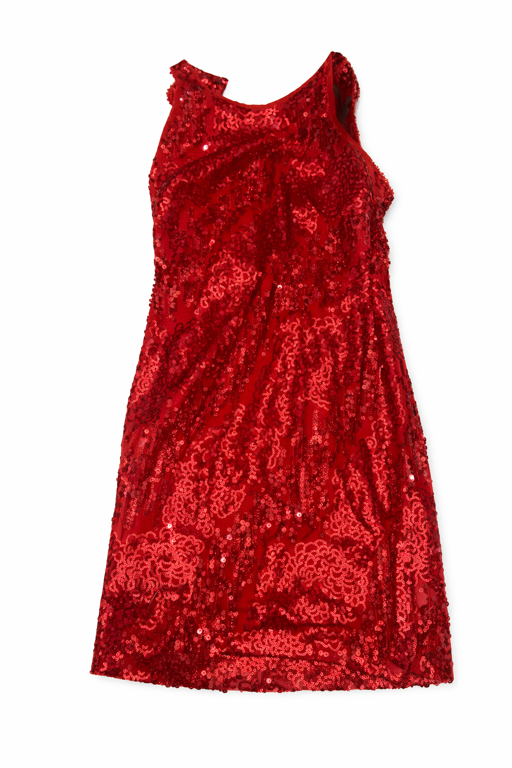 Vestido Midi Rojo de Lentejuelas con Diseño Elegante - Size M_0