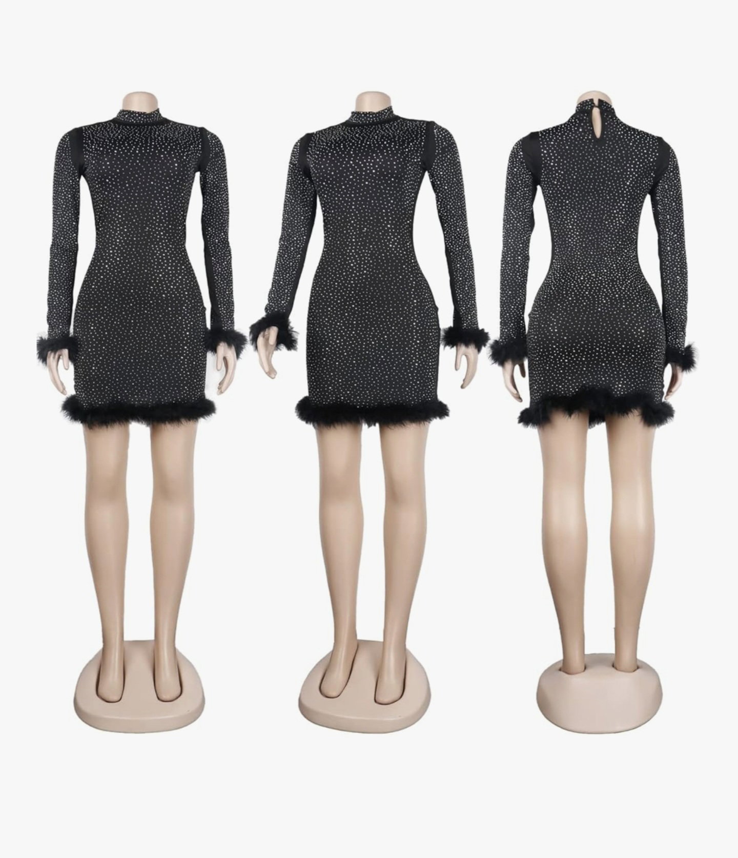 Ranfare Women Sexy Mini Bodycon Dress Turtleneck Party Dresses Clubwear mesh Dress_8
