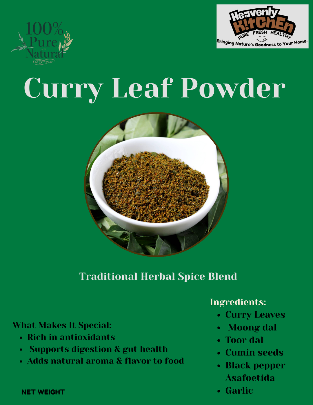 Curry Leaves satha Podi - Karuveppilai Podi 1/2 lb