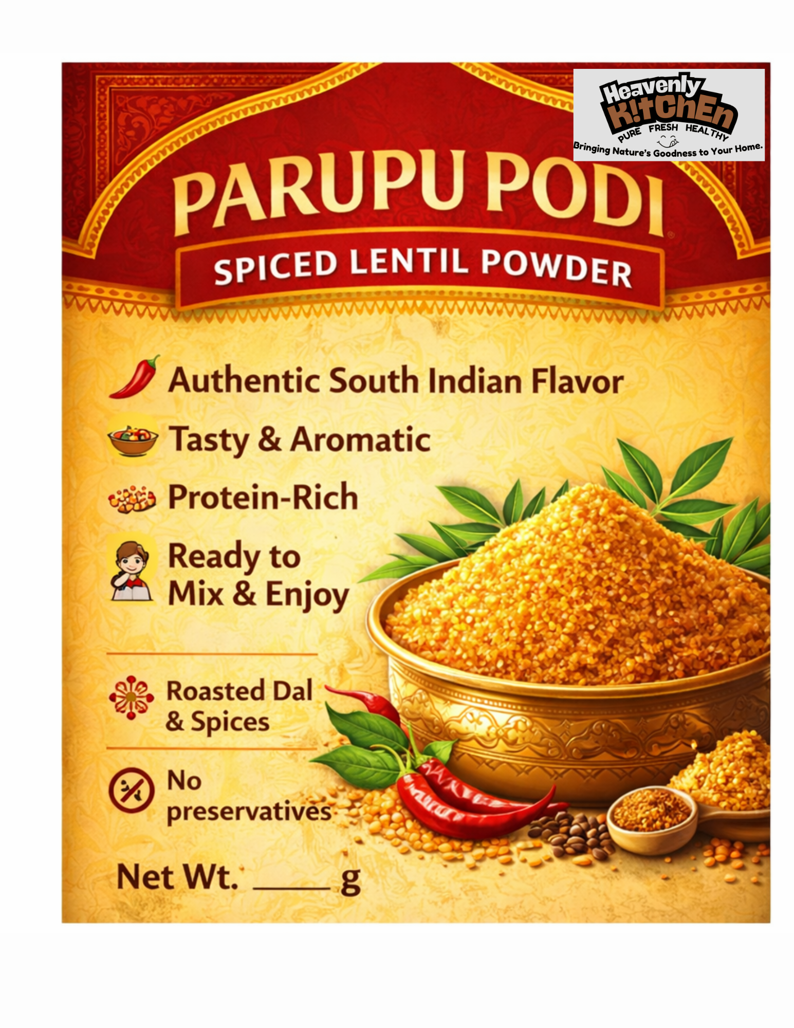 Paruppu satha Podi 1/2 lbs - High-protein, nutrient-dense health mix_0