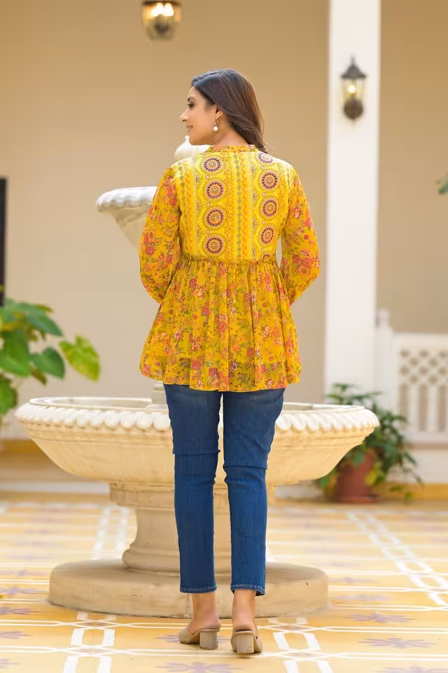 Short Cotton chiffon Kurtis_1
