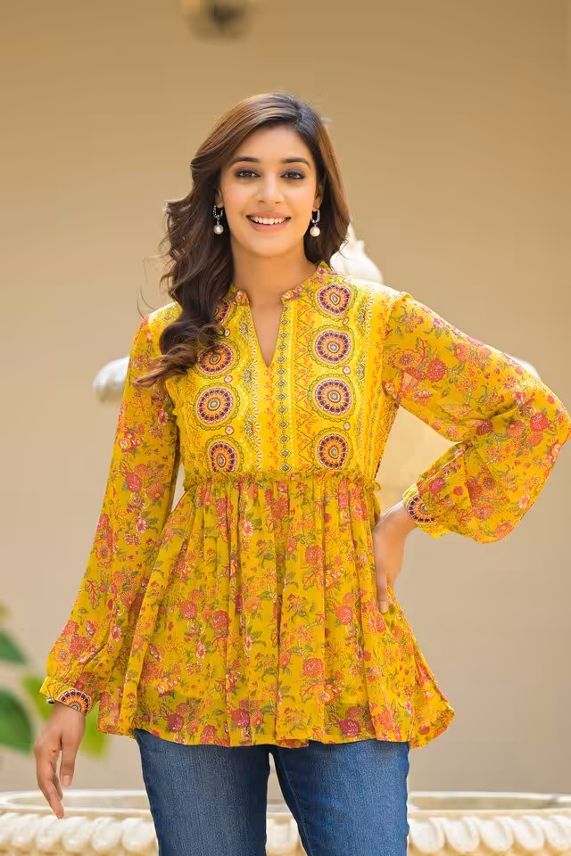 Short Cotton chiffon Kurtis