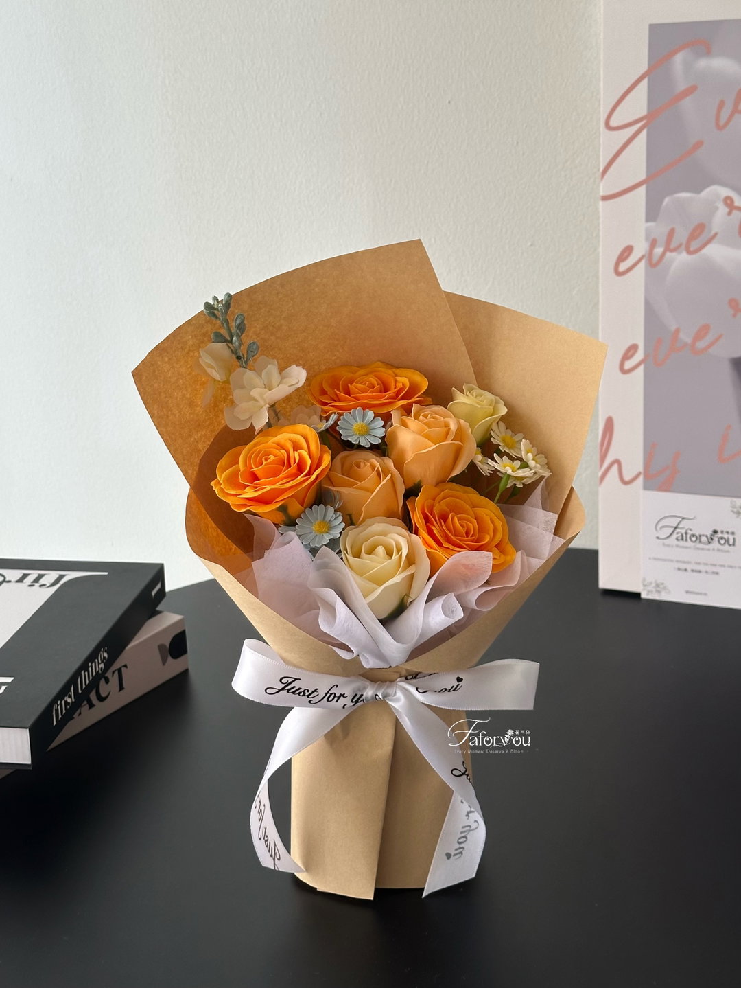 Orange Soap Flower Mixed Bouquet 