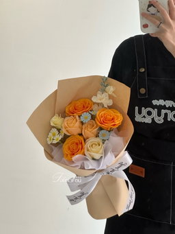 Orange Soap Flower Mixed Bouquet 