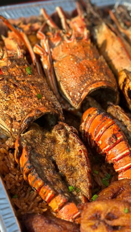 Grilled lobsters. Prep time: 1.45hrs
