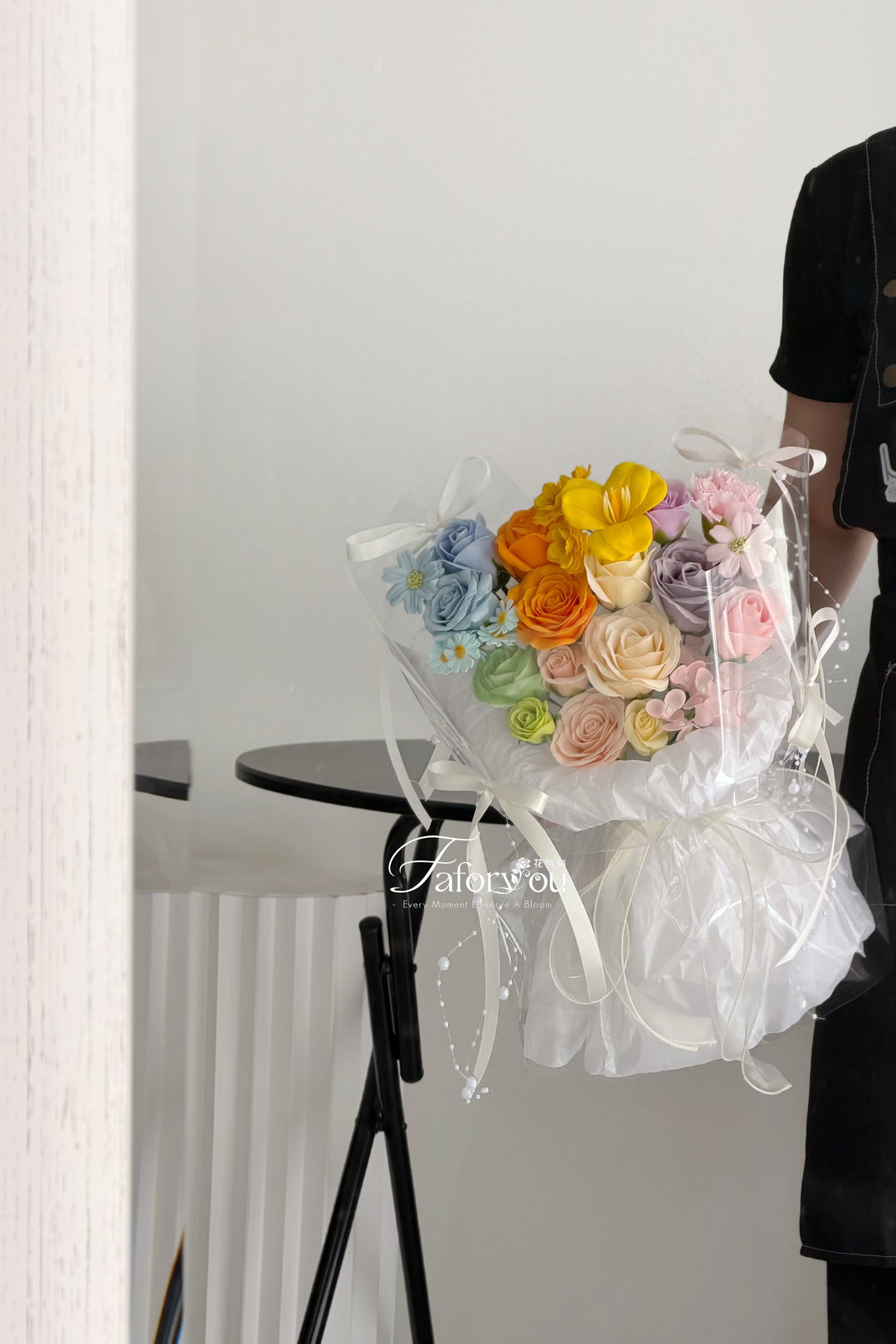 Rainbow Dopamine Mixed Transparent Pao Pao Bouquet 