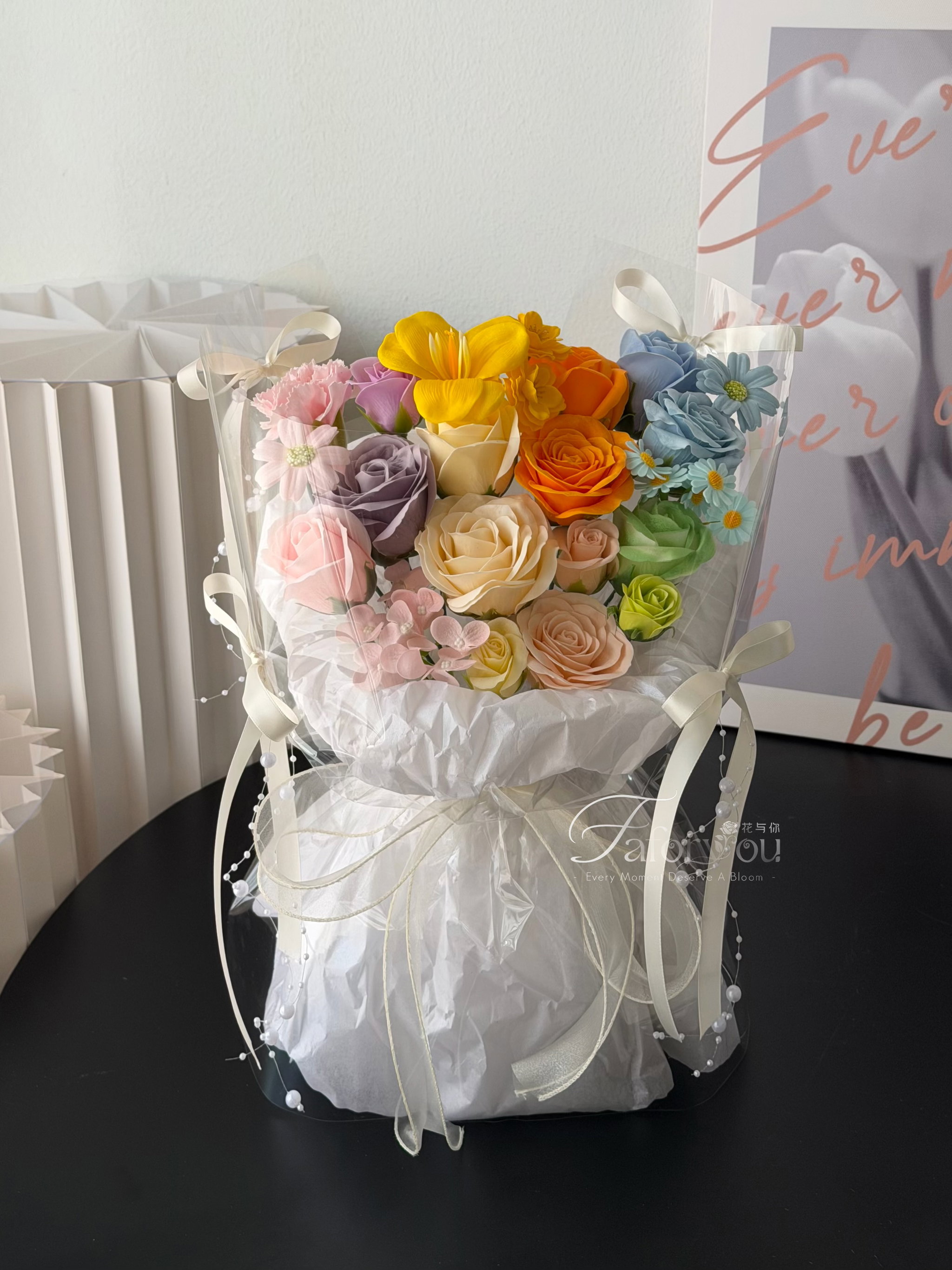 Rainbow Dopamine Mixed Transparent Pao Pao Bouquet _1
