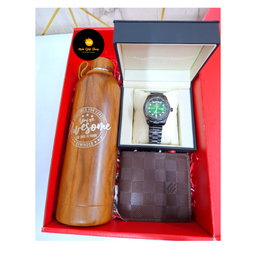 Elegance His — Watch, Wallet & Thermal Flask Combo
