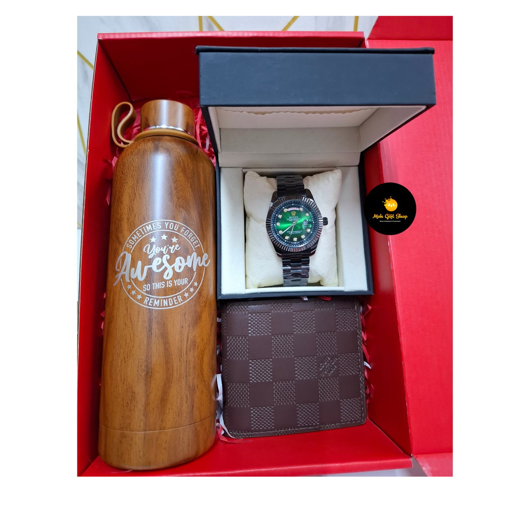 Elegance His — Watch, Wallet & Thermal Flask Combo