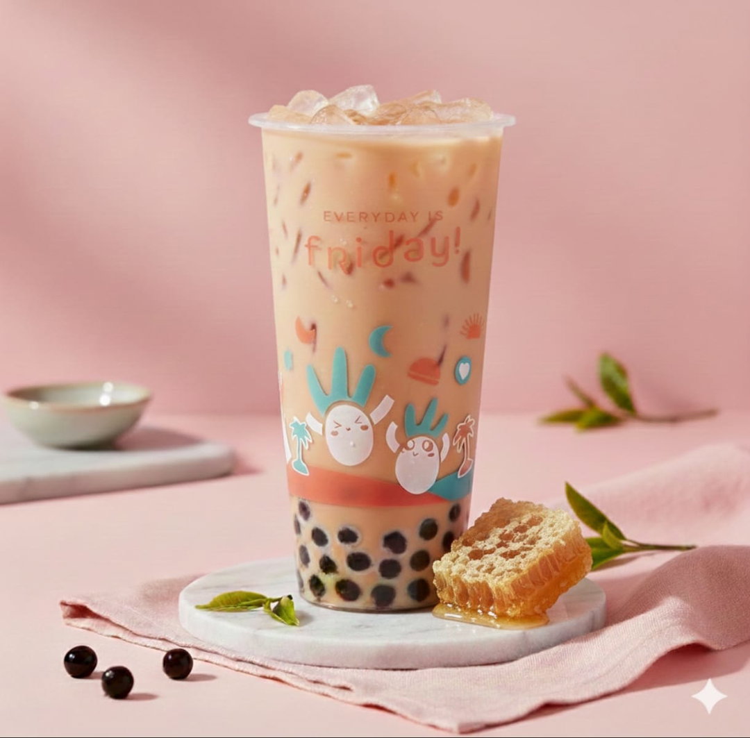 Honey Rose Pu-er Milk Tea (Large)