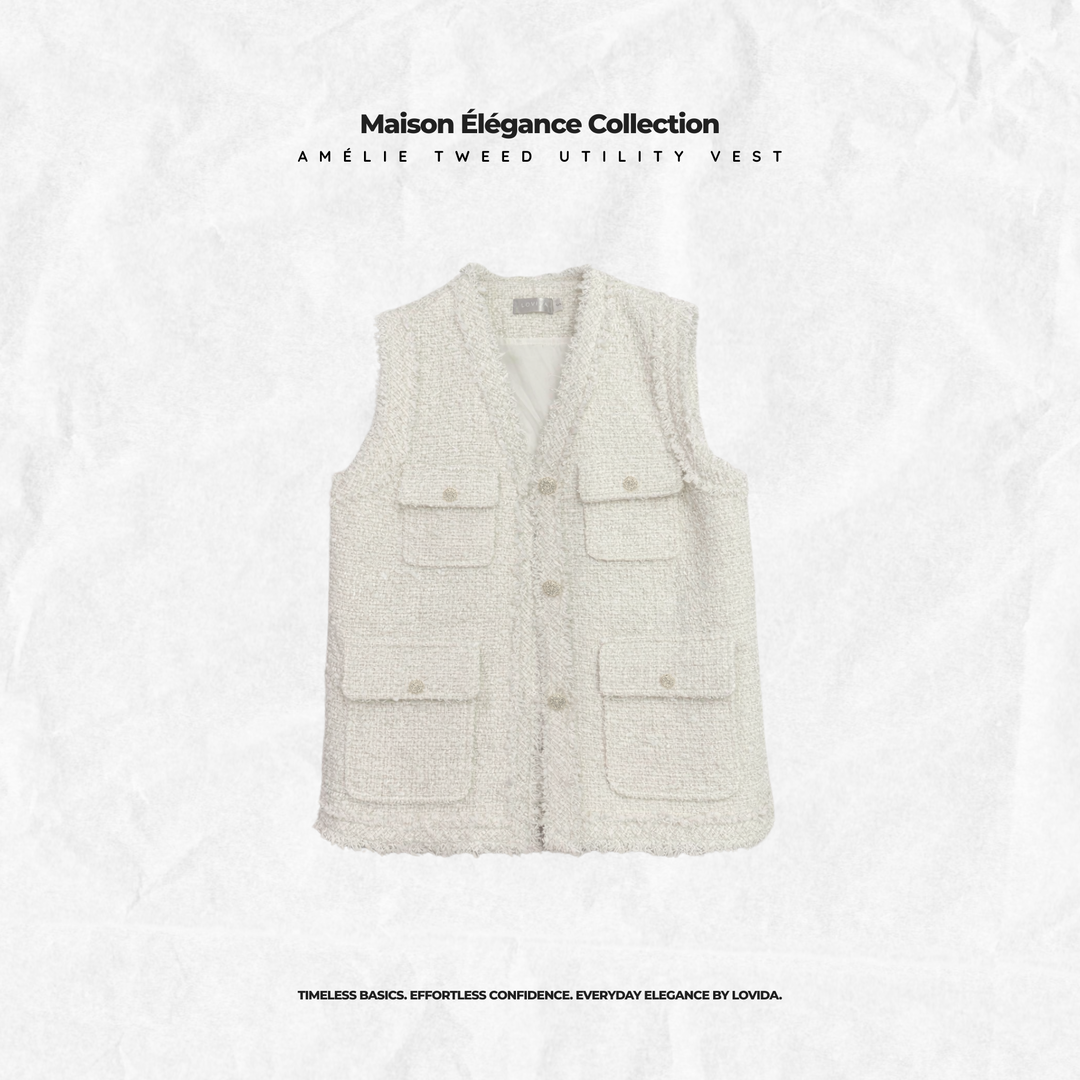 AMELIE TWEED UTILITY VEST | WHITE  