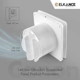 ELKANCE Canon 150mm (6 Inches) Axial Exhaust Fan | BLDC Motor | 7W, 2400 RPM | Ideal for Modern Kitchen, Bathroom & Office | ABS PP Plastic Body