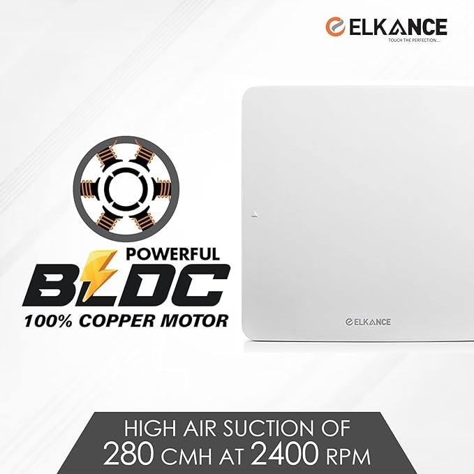 ELKANCE Canon 150mm (6 Inches) Axial Exhaust Fan | BLDC Motor | 7W, 2400 RPM | Ideal for Modern Kitchen, Bathroom & Office | ABS PP Plastic Body_17