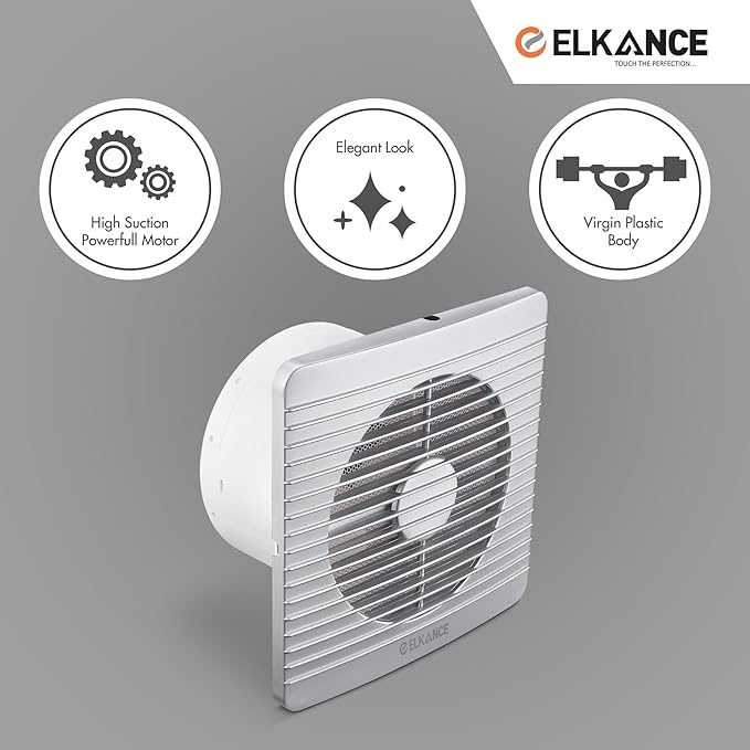 ELKANCE Turbo Pro Axial 150mm (6 Inches) Exhaust Fan With Mosquito Mesh | BLDC Motor |7W, 2400 RPM | Ideal for Bathroom, Kitchen & Office | ABS PP Plastic Body, Easy-Clean_4