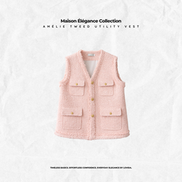 AMELIE TWEED UTILITY VEST | PINK  