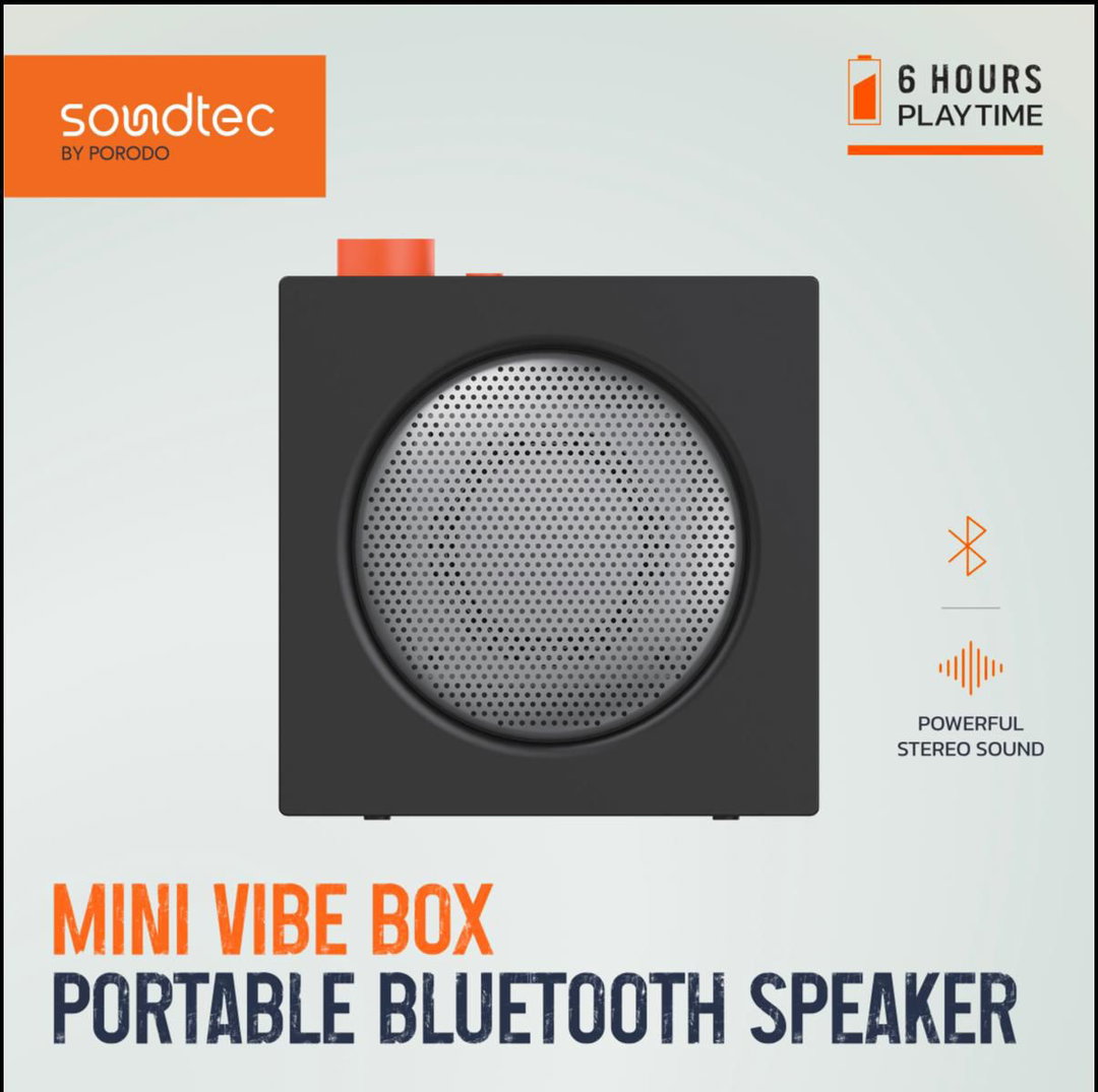 Porodo Soundtec Mini Vibe Box Portable Bluetooth Speakers - Black