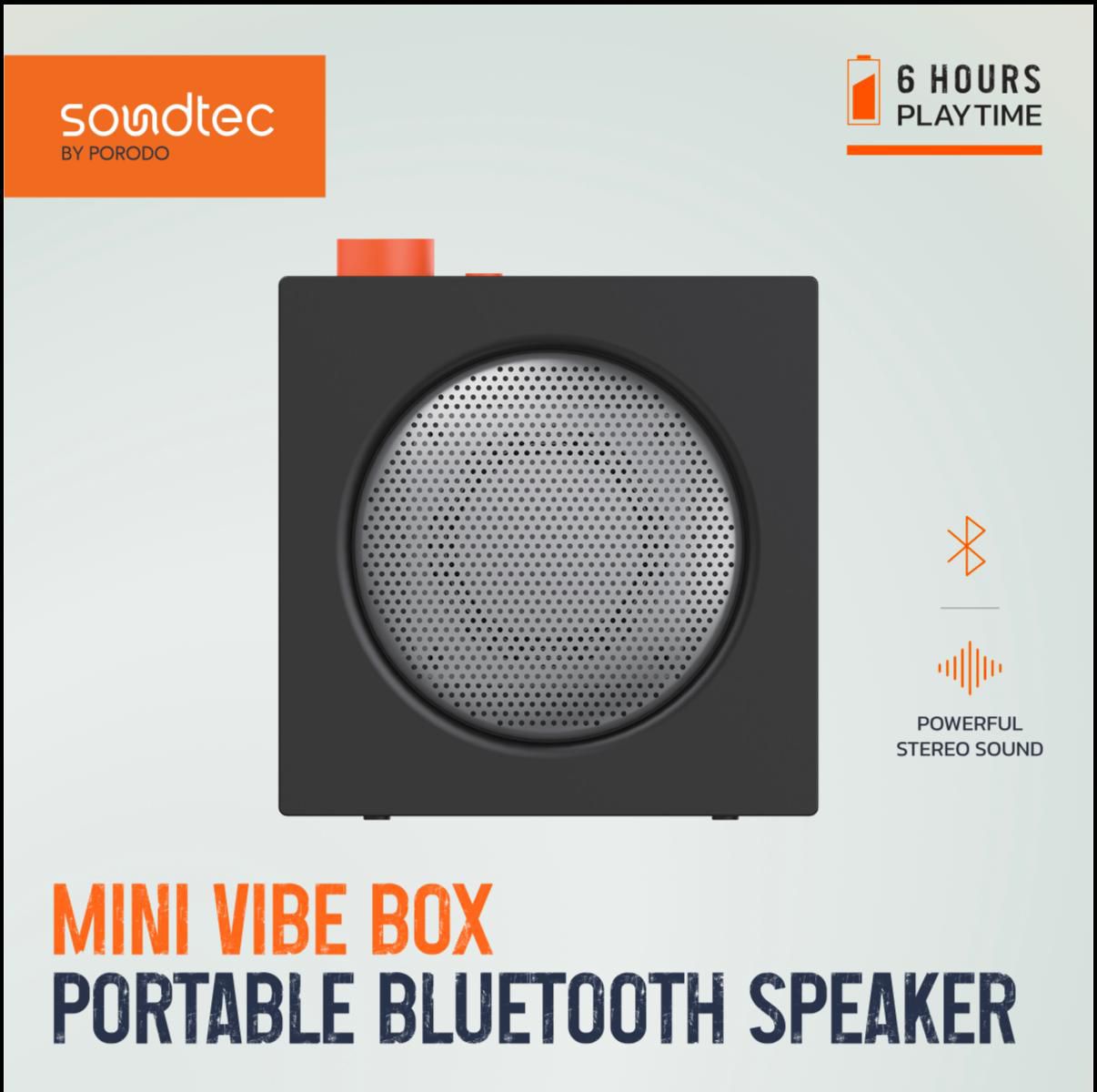Porodo Soundtec Mini Vibe Box Portable Bluetooth Speakers - Black_0
