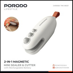 Porodo Lifestyle 2-In-1 Magnetic Mini Sealer & Cutter With Rechargeable Battery