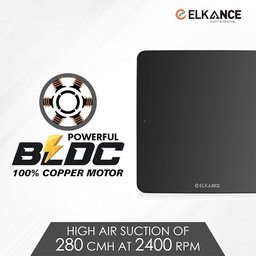 ELKANCE Canon Metal 150mm (6 Inches) Axial Exhaust Fan | BLDC Motor | 7W, 2400 RPM | Ideal for Modern Kitchen, Bathroom & Office | ABS PP Plastic Body | Premium Stainless Steel Front Panel 