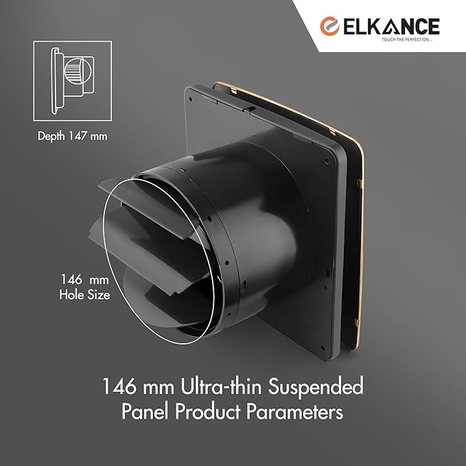 ELKANCE Canon Metal 150mm (6 Inches) Axial Exhaust Fan | BLDC Motor | 7W, 2400 RPM | Ideal for Modern Kitchen, Bathroom & Office | ABS PP Plastic Body | Premium Stainless Steel Front Panel _21