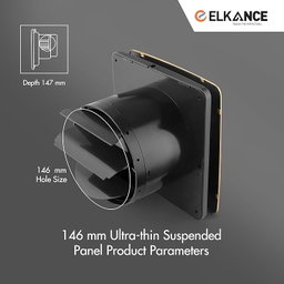 ELKANCE Canon Metal 150mm (6 Inches) Axial Exhaust Fan | BLDC Motor | 7W, 2400 RPM | Ideal for Modern Kitchen, Bathroom & Office | ABS PP Plastic Body | Premium Stainless Steel Front Panel 