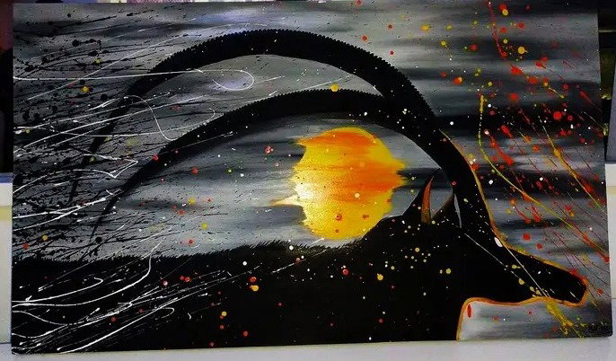 Abstrato e realismo, Palanca Negra Gigante, com toques coloridos _0