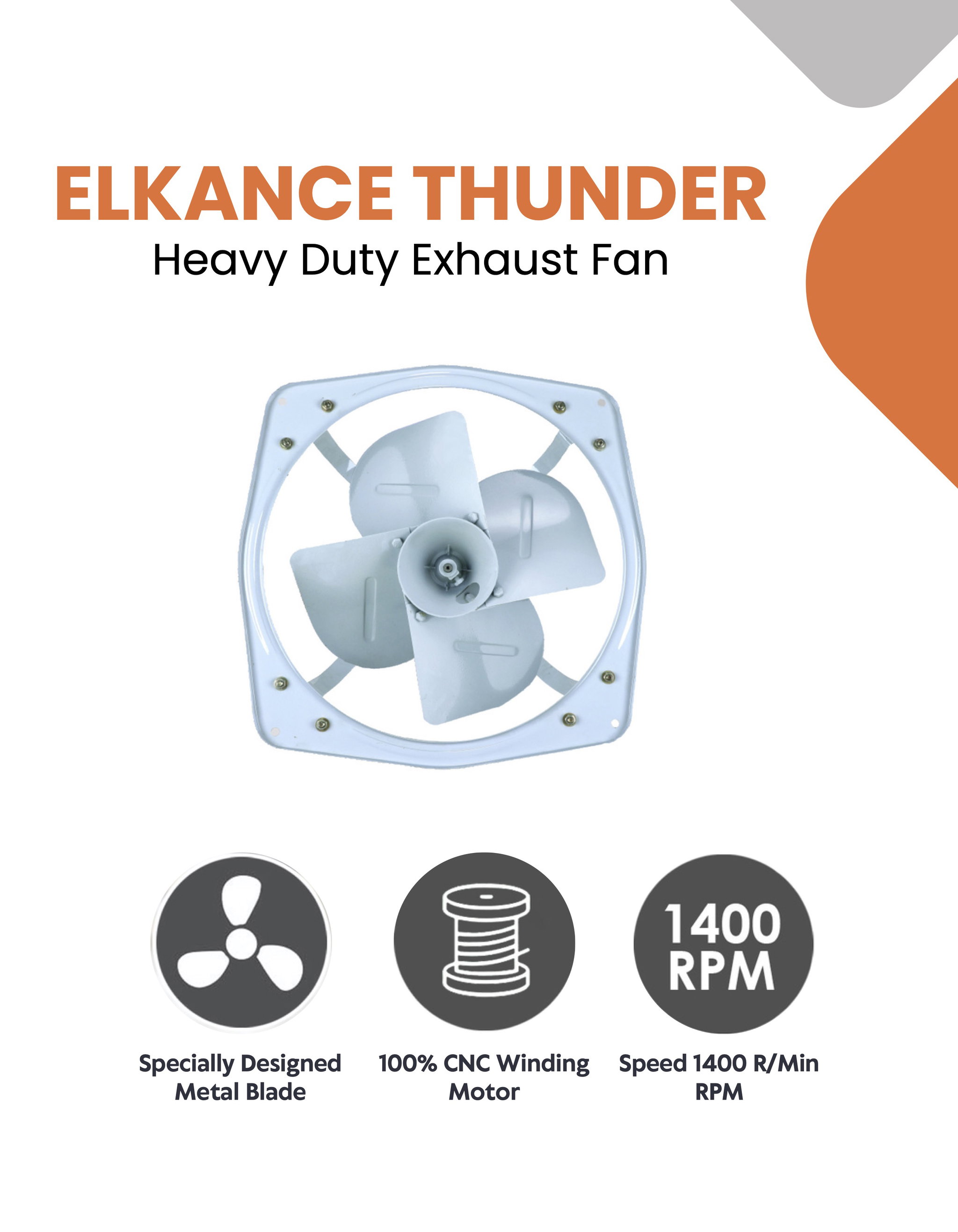 ELKANCE Industrial Heavy-Duty Exhaust Fan | 1400 RPM | Superior Ventilation for Industrial, Commercial & Home Use (Glacier Grey)_5