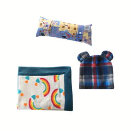 Excellent Works Road Trip Comfort Bundle: Blankey, Bennie, and Kiddies Seatbelt Pillow Set for Kids (Boys)
