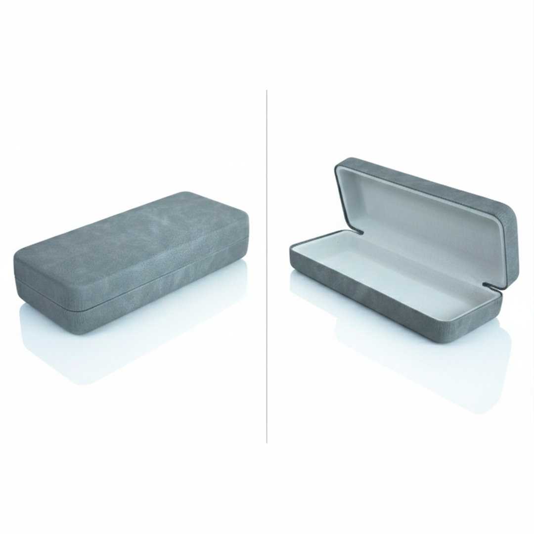 Estuche Gris Rígido Premium para Lentes