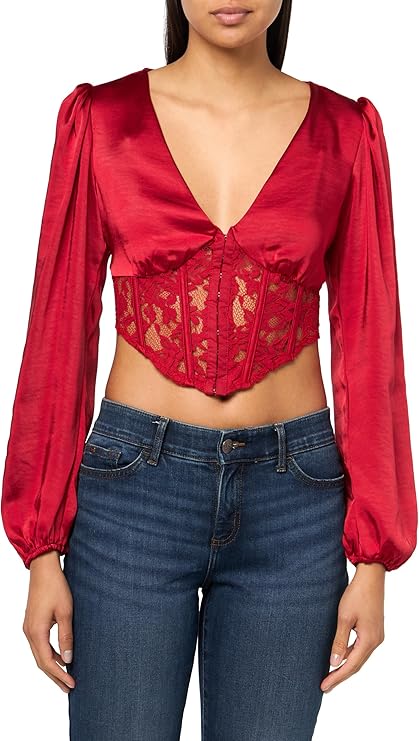 Forever 21 Satin & Lace Corset Crop Top