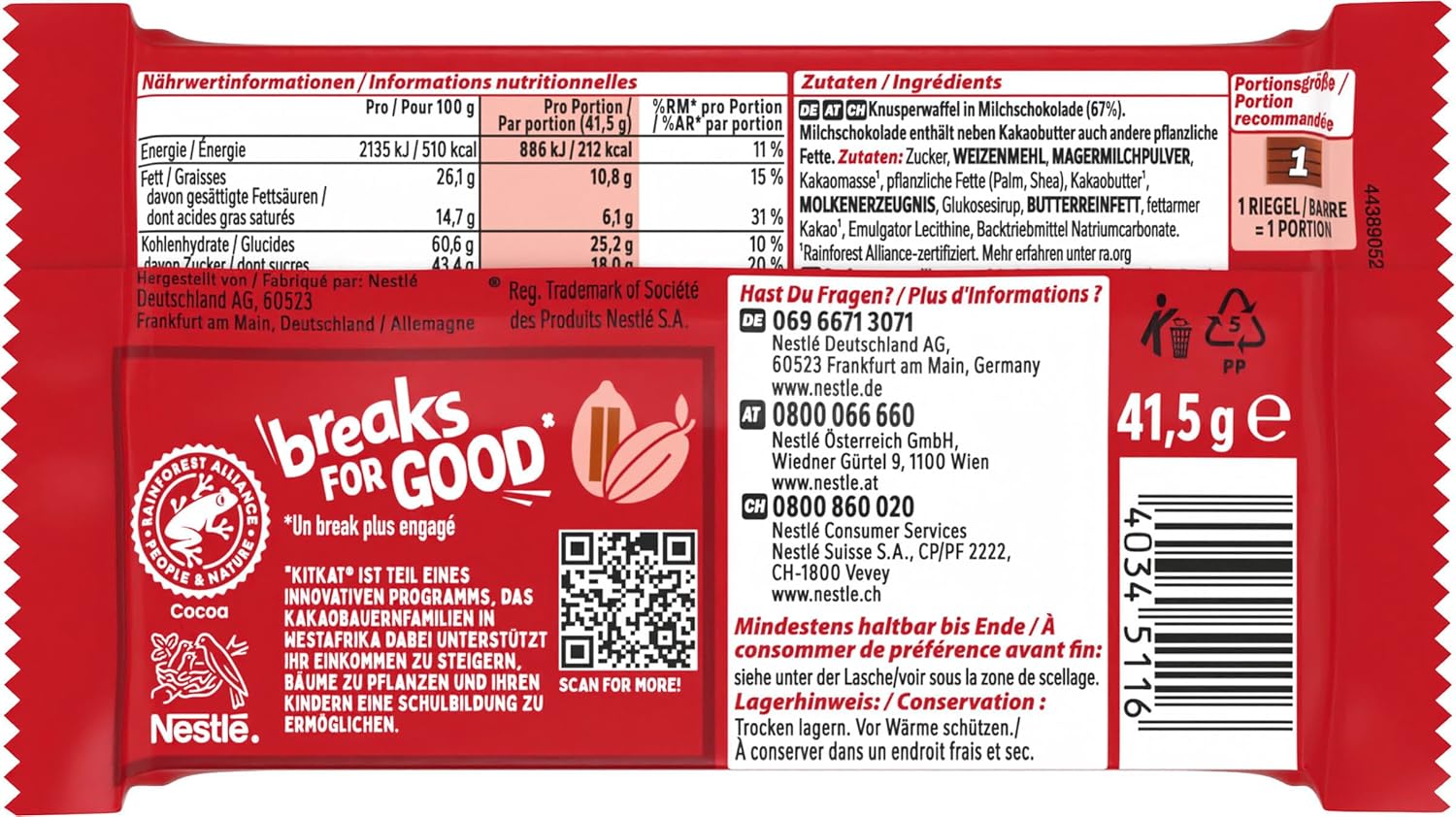 KIT KAT Nestle 4 Finger Chocolate, 24 X 41 Grams_1