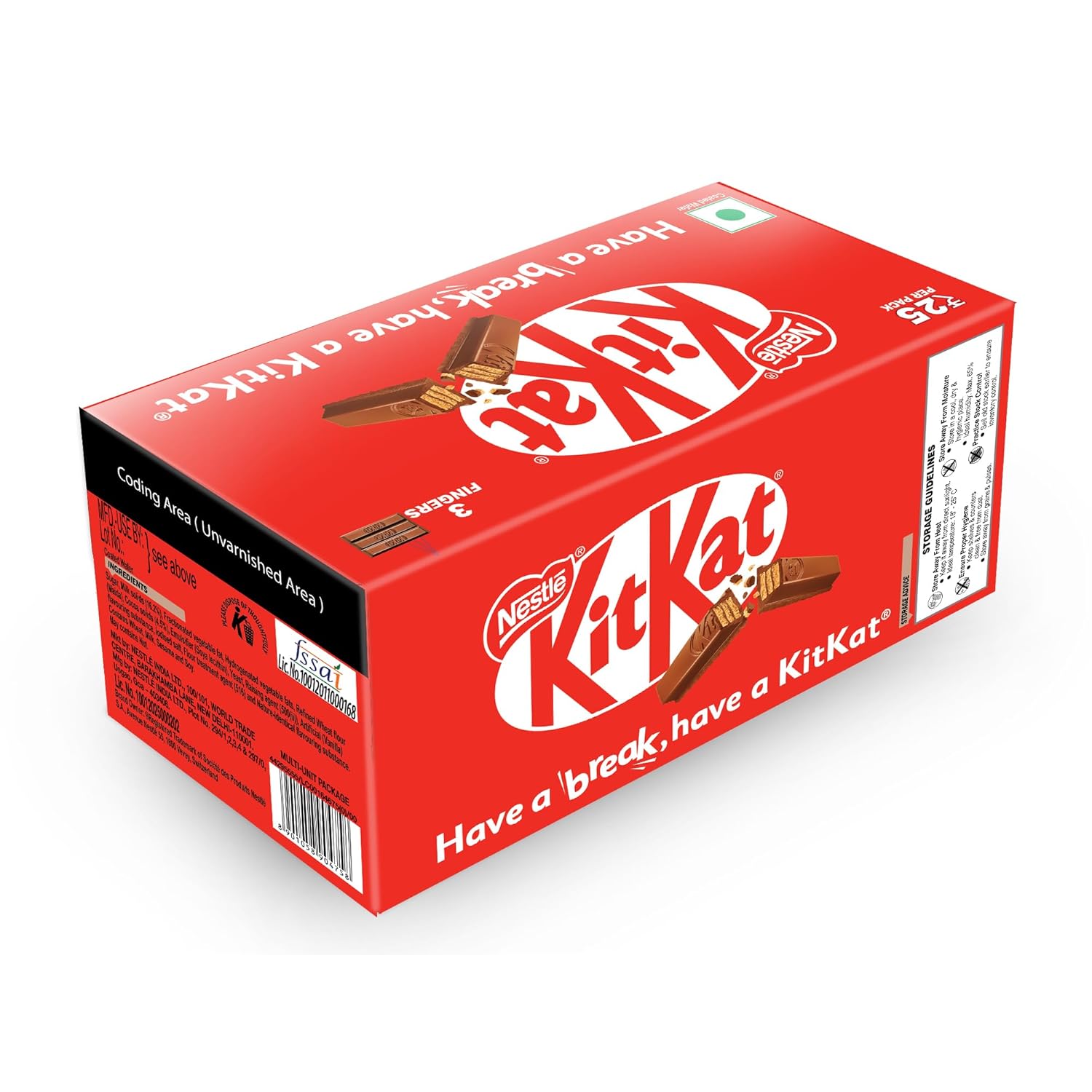 KIT KAT 3 Fingers, Choco Coated Wafer Bar, (28 x 28.5g), 798g, Box_3